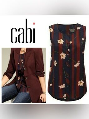 Cabi Scroll Striped Sleeveless Top 3600